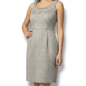 NWOT Antonio Melani Grey Croc Embossed Lace Sheath Dress 8